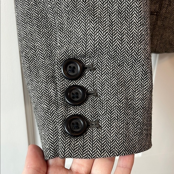 Y2k Fossil Gray Tailored Wool Blend Blazer with Notched Lapel - Size Small - Picture 7 of 14